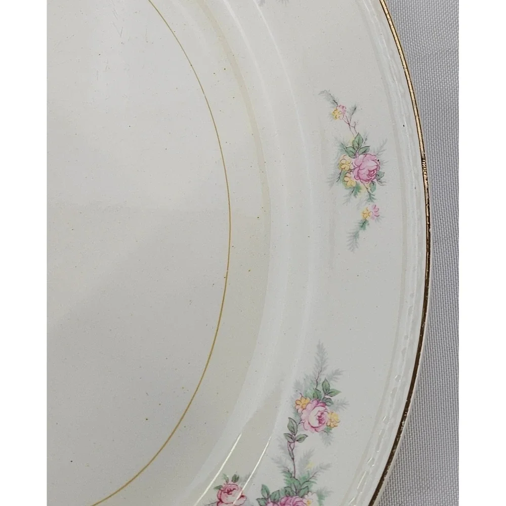 Vtg Homer Laughlin Eggshell Georgian Floral Oval Serving Platter Gold Trim J47N5